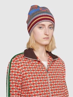 Gucci GG Striped Wool Lamé Hat